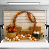 Lofaris Wagon In A Haystack Floral Pumpkin Wedding Backdrop